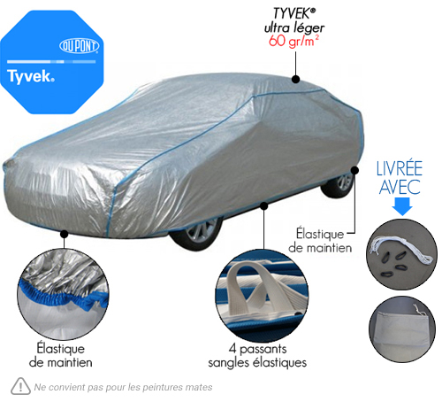 Housse/Bâche de protection Tyvek mixte pour autos Citroën (C1, C2, C3, C4,  C5, C6, C8, DS3, DS4, DS5)